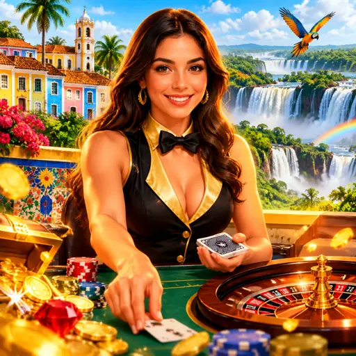 Crupiê conduzindo mesa de roleta em estúdio de cassino ao vivo